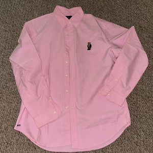 Pink polo bear button down shirt